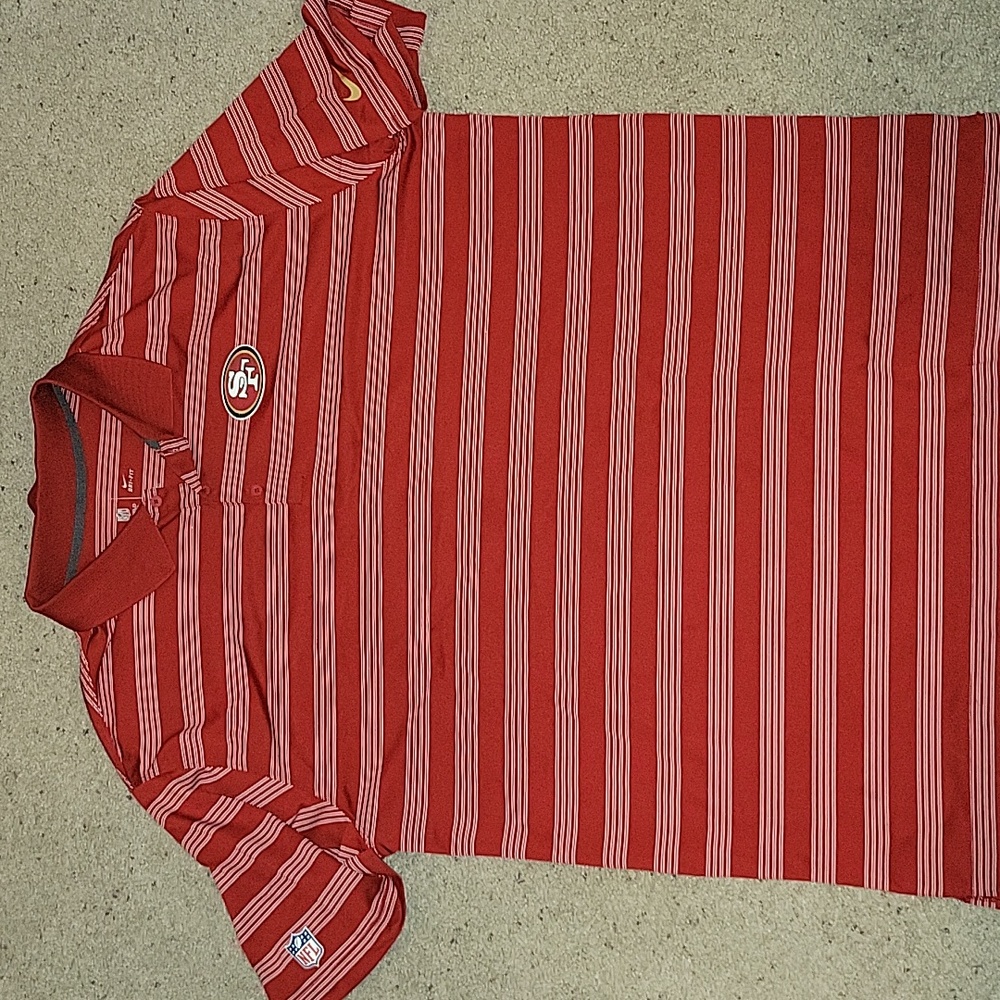 EUC Used 3XL XXXL Nike DriFit SF 49ers Niners Red White Stripe Short Sleeve Polo